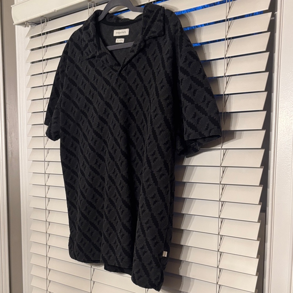 Stylish Black Patterned Polo Shirt